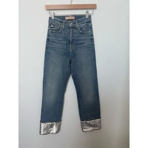 7 For All Mankind Luxe Vintage Sequin‎ Cuff Jeans 23